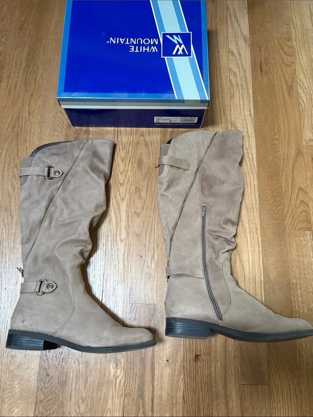 White Mountain Taupe Over-the-Knee Buckle Riding Boots